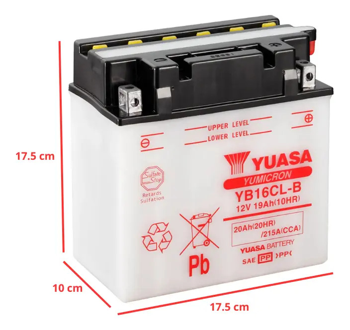 Batería Yuasa Yb16cl-b Para Moto Atv Jet Sky Adultos