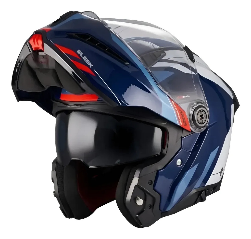 Casco Moto Rebatible Axxis Ghostfighter Doble Visor Rpm Azul/gris Sleek B7 Brillante L