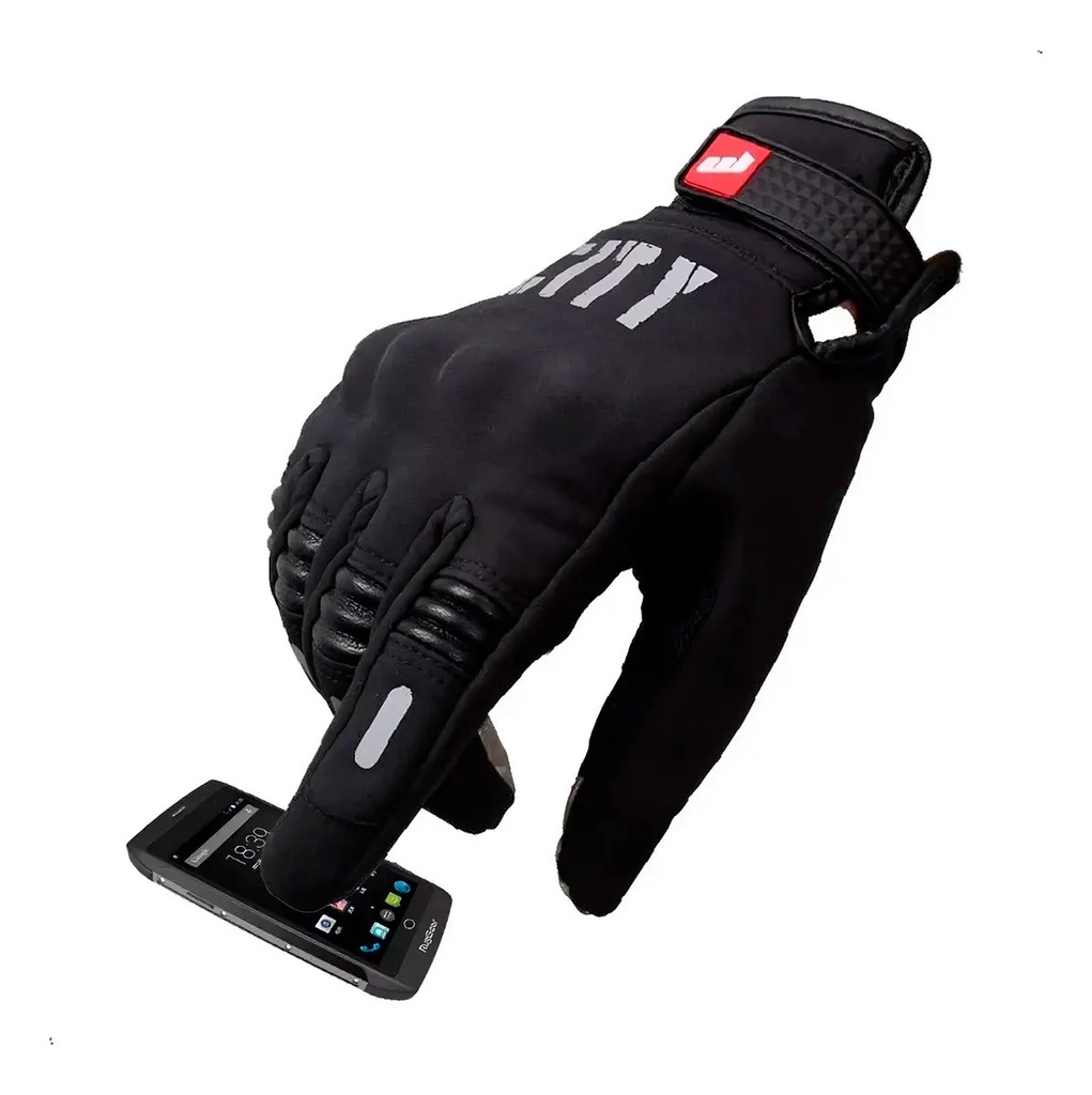 Guantes City Impermeable Con Tactil Para Moto Color Negro Talla Xl
