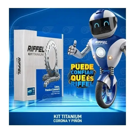 Kit Transmision Riffel Yamaha Xtz 125 Piñon Corona Cadena Gris Oscuro