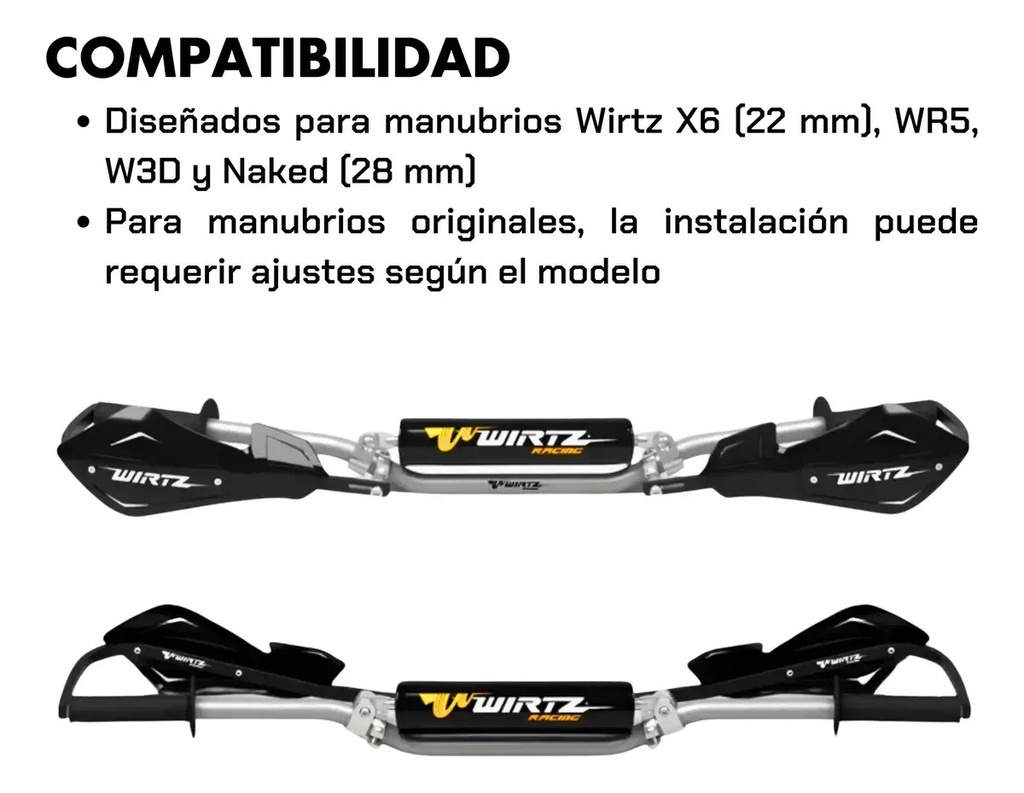 Cubre Manos Alma Aluminio Intercambiable Negro Premiun Wirtz Negro/negro Izquierdo/derecho