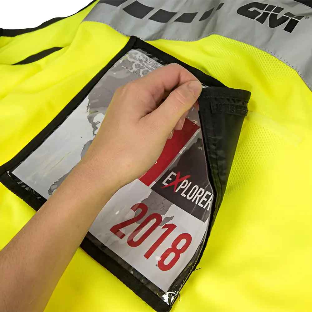 Chaleco Moto Reflectivo Fluo Porta Patente Givi Rpm Amarillo 2xl-3xl