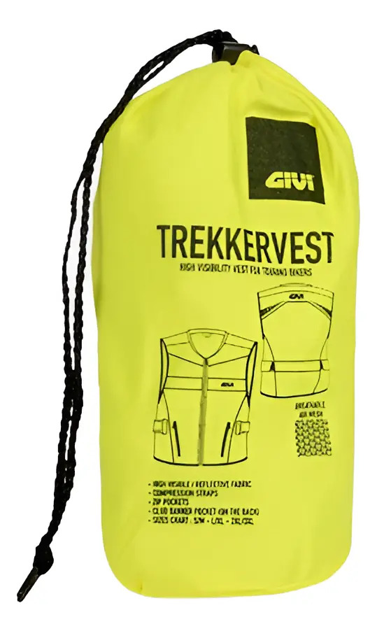 Chaleco Moto Reflectivo Fluo Porta Patente Givi Rpm Amarillo 2xl-3xl