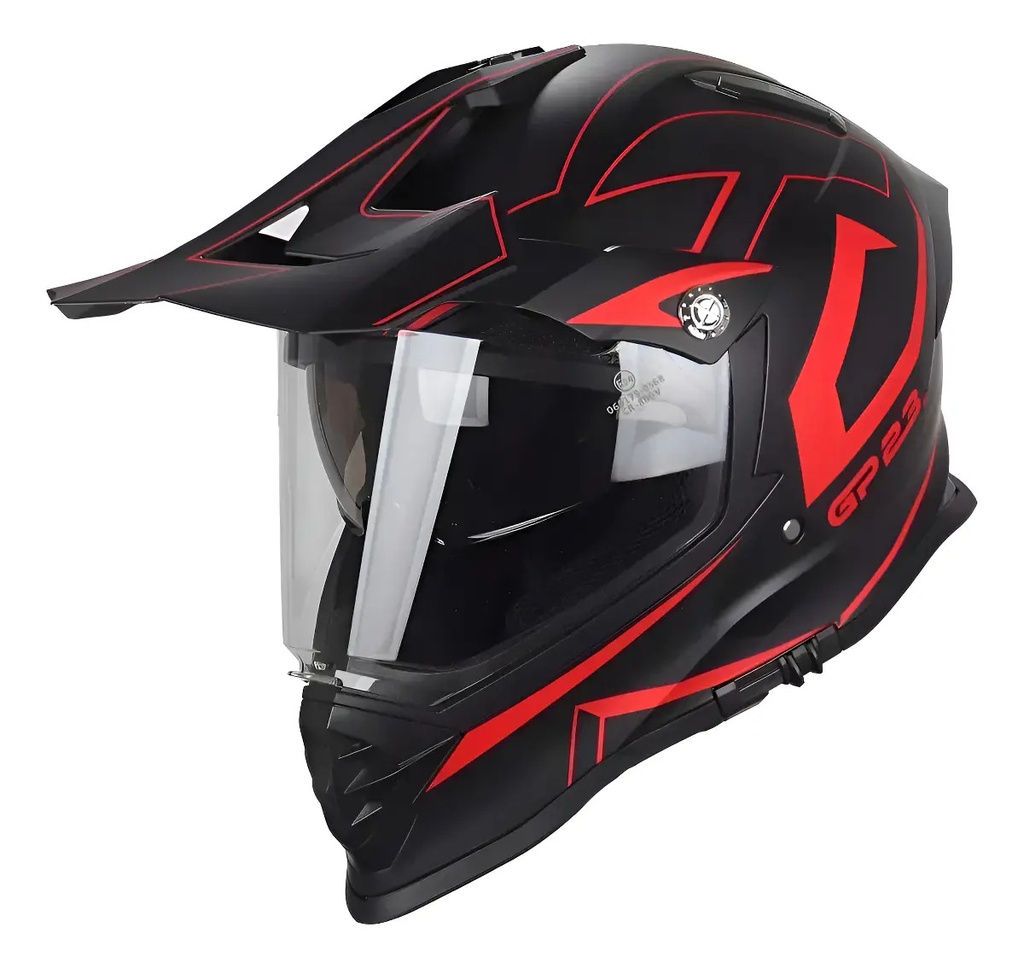 Casco Moto Enduro Cross Gp23 Cr800 Rojo Mate Doble Visor