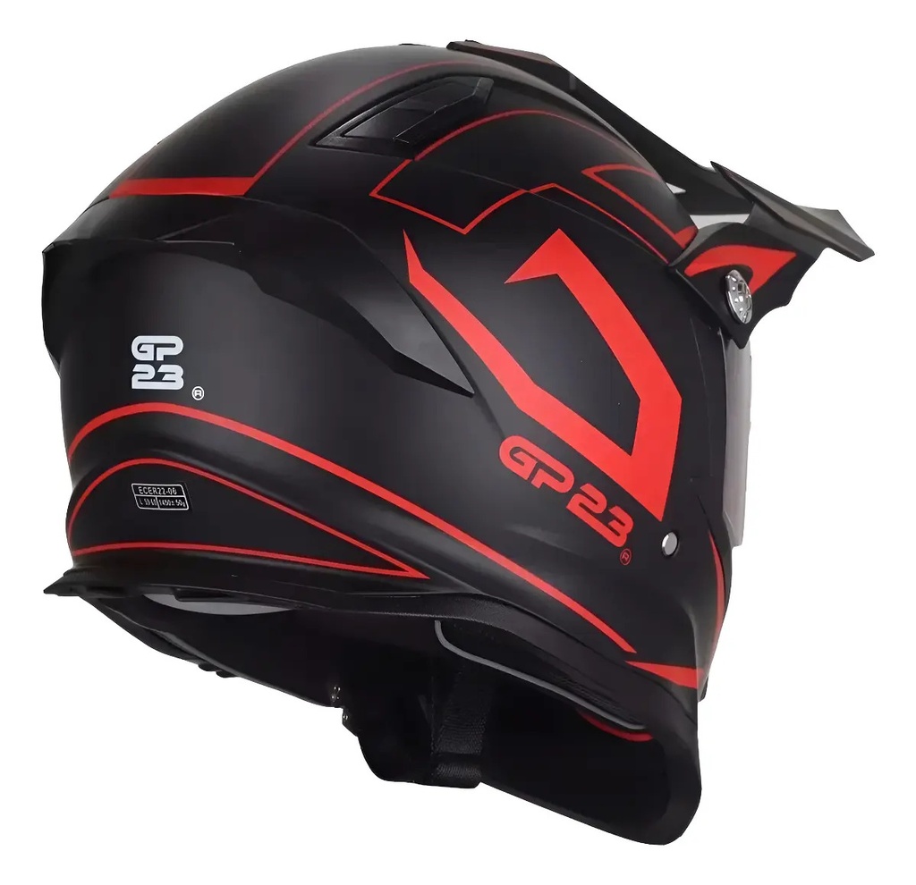 Casco Moto Enduro Cross Gp23 Cr800 Rojo Mate Doble Visor