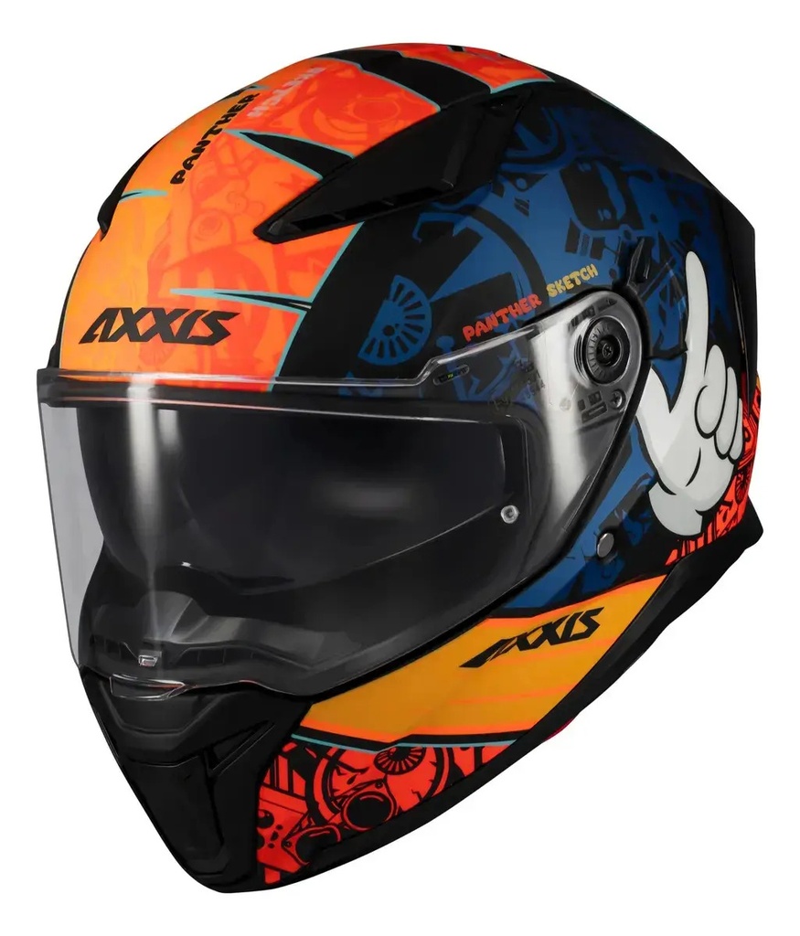 Casco Moto Integral Axxis Panther Sv Sketch Brillante Rpm Naranja Sketch B4 Brillante M