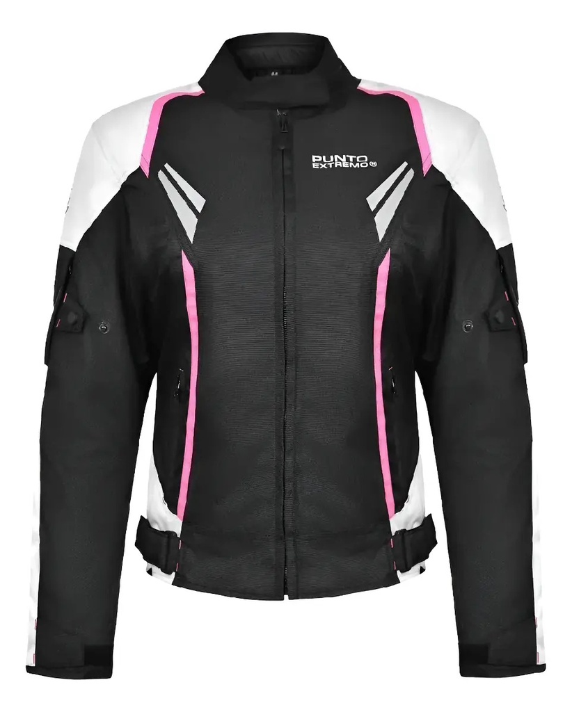 Campera Moto Punto Extremo Pk-02 Con Protecciones Rpm Rosa Blanco Cordura Xl