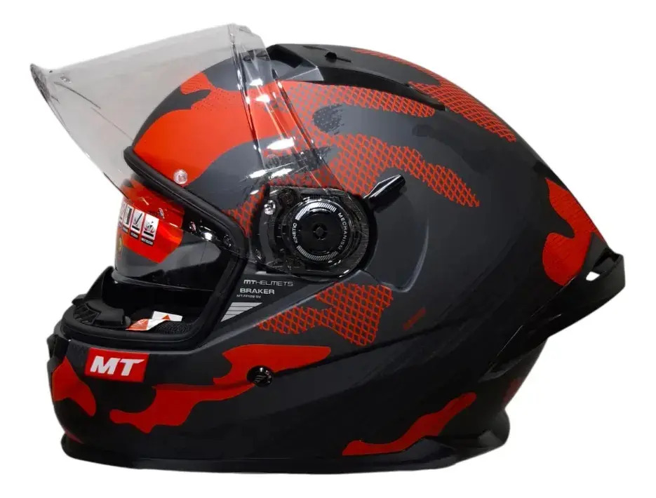 Casco Moto Integral Mt Braker Doble Visor Con Spoiler Rpm Rojo Crossover C5 Mate M