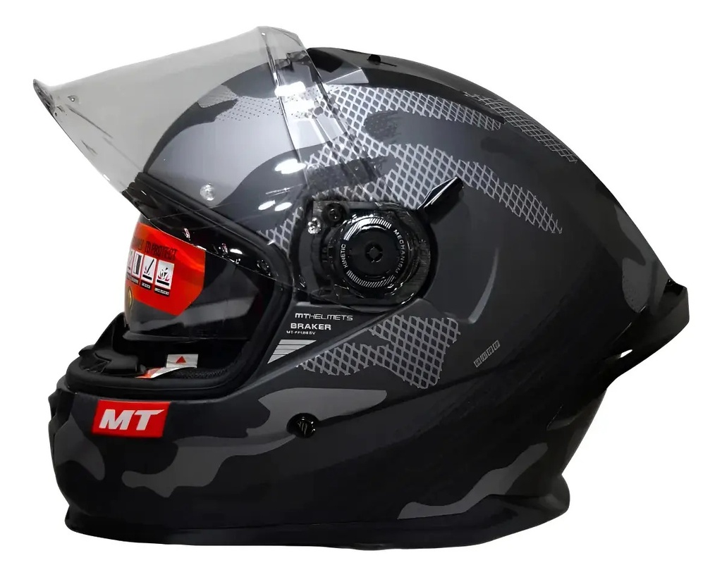 Casco Moto Integral Mt Braker Doble Visor Con Spoiler Rpm Gris Crossover C2 Mate M