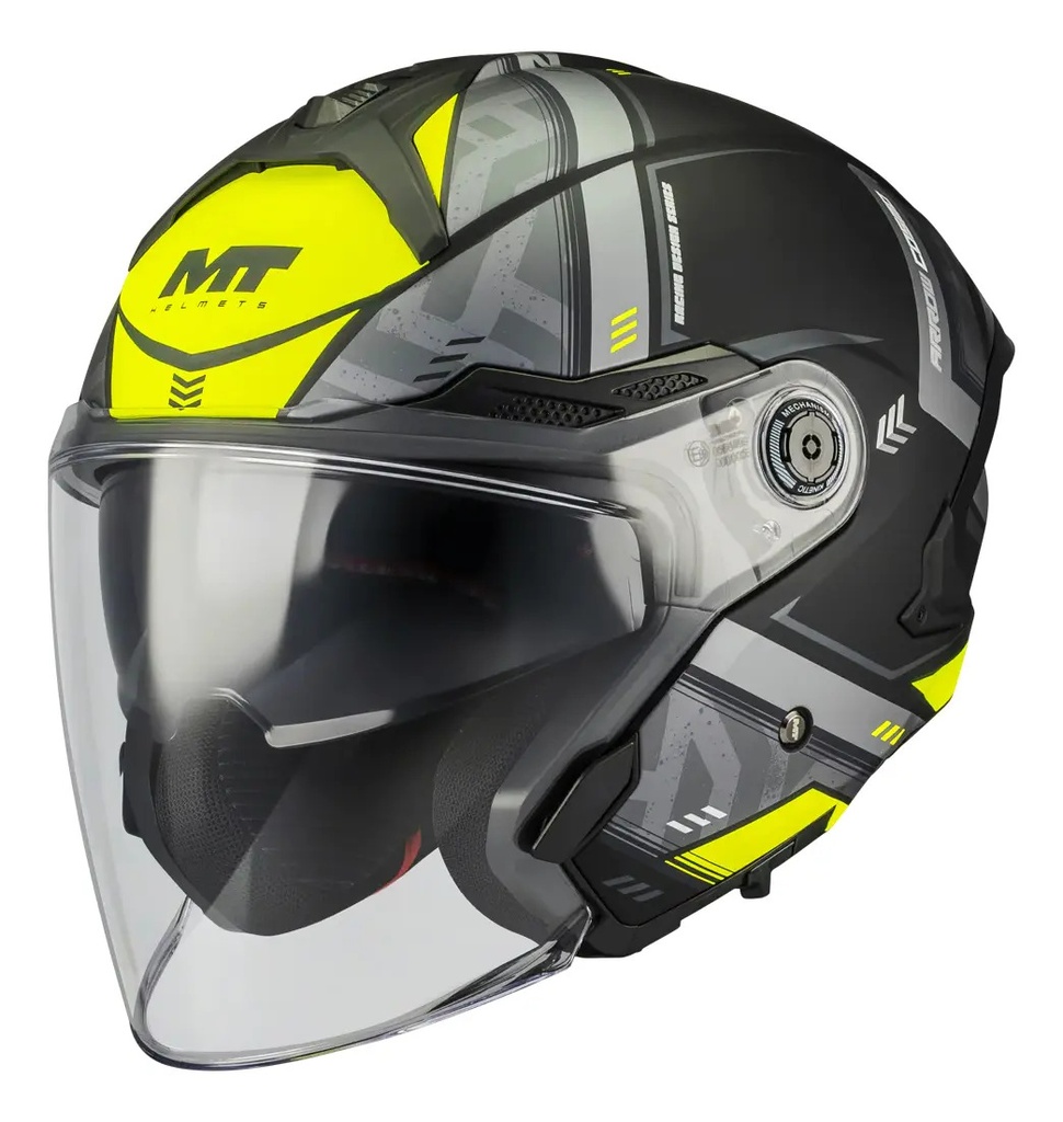 Casco Moto Abierto Mt Cosmos Sv Doble Visor Rpm Amarillo Arrow B3 Brillante M