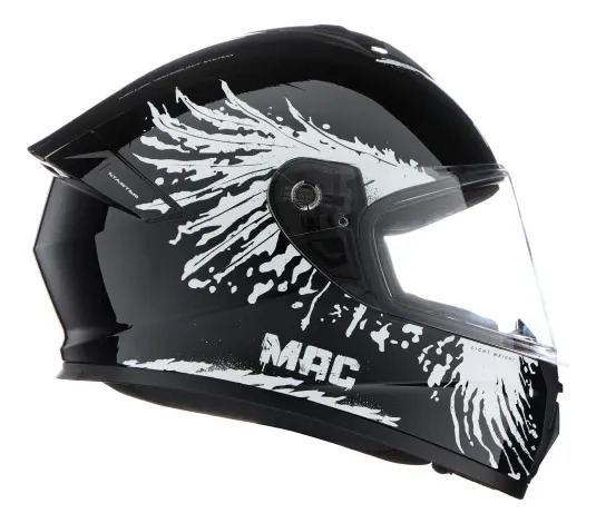 Casco Moto Integral Mac Ff801 Starter Rpm Negro/blanco Fenix Brillante S