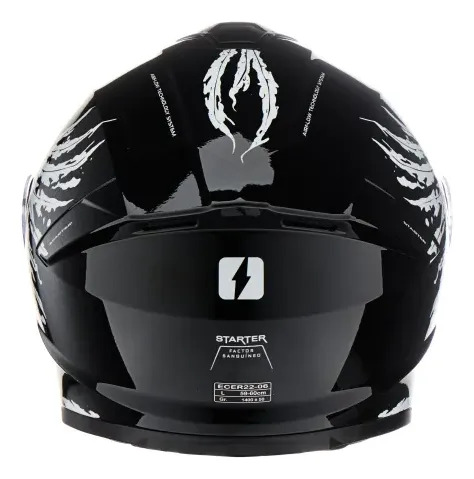 Casco Moto Integral Mac Ff801 Starter Rpm Negro/blanco Fenix Brillante S