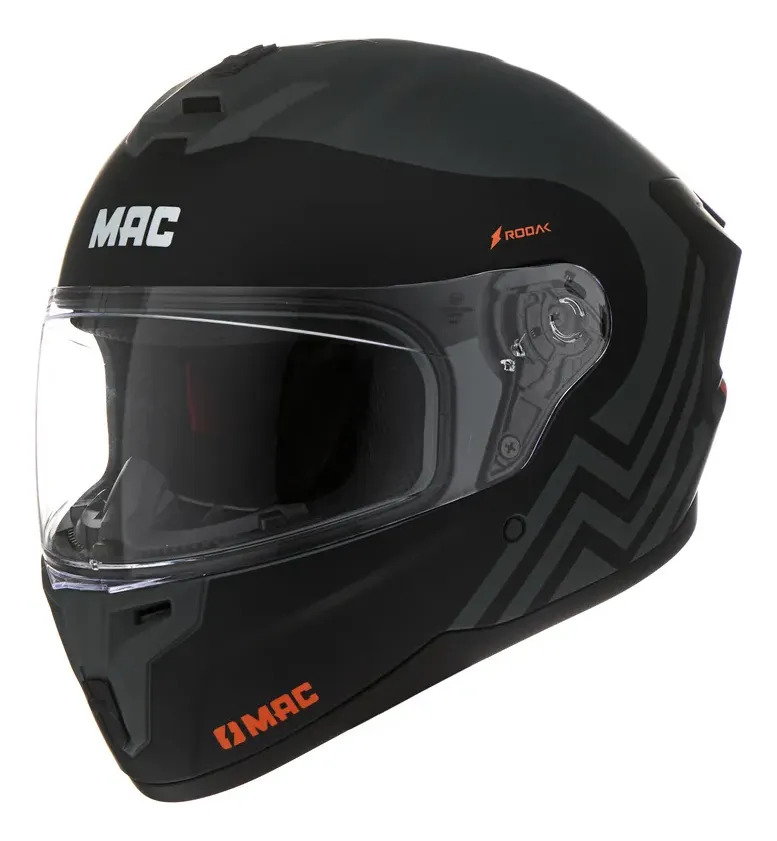 Casco Moto Integral Mac 070 Volt Rpm Negro/gris/naranja Rodak Mate S