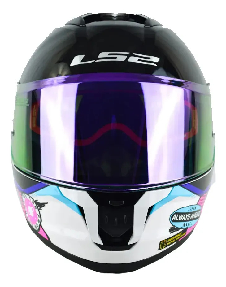 Casco Moto Integral Ls2 808 Stream 2 Rpm Blanco/rosa/violeta Moon Walk Perlado L