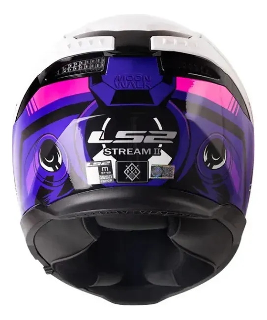 Casco Moto Integral Ls2 808 Stream 2 Rpm Blanco/rosa/violeta Moon Walk Perlado L