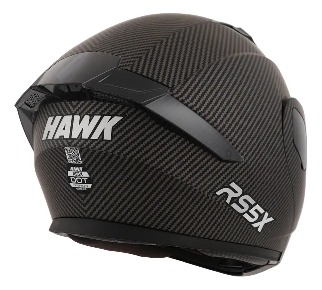 Casco Rebatible Moto Hawk Rs5x Doble Visor Rpm Negro Carbon Look Mate Xl