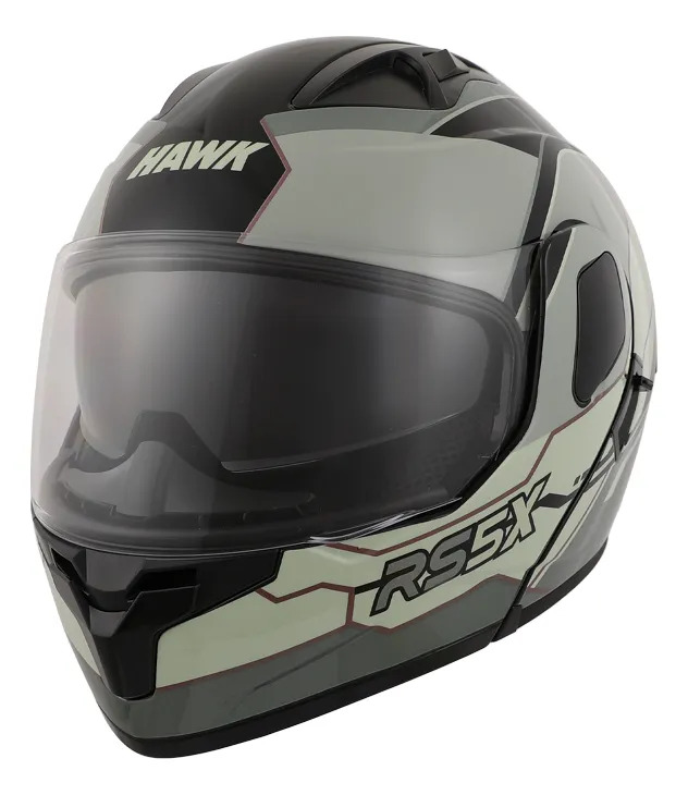 Casco Rebatible Moto Hawk Rs5x Doble Visor Rpm Gris Hunter Brillante M