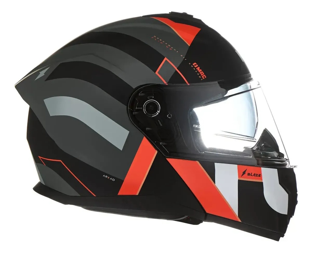 Casco Moto Rebatible Mac Ff166 Blaze Doble Visor Rpm Negro/rojo Arkad Mate L