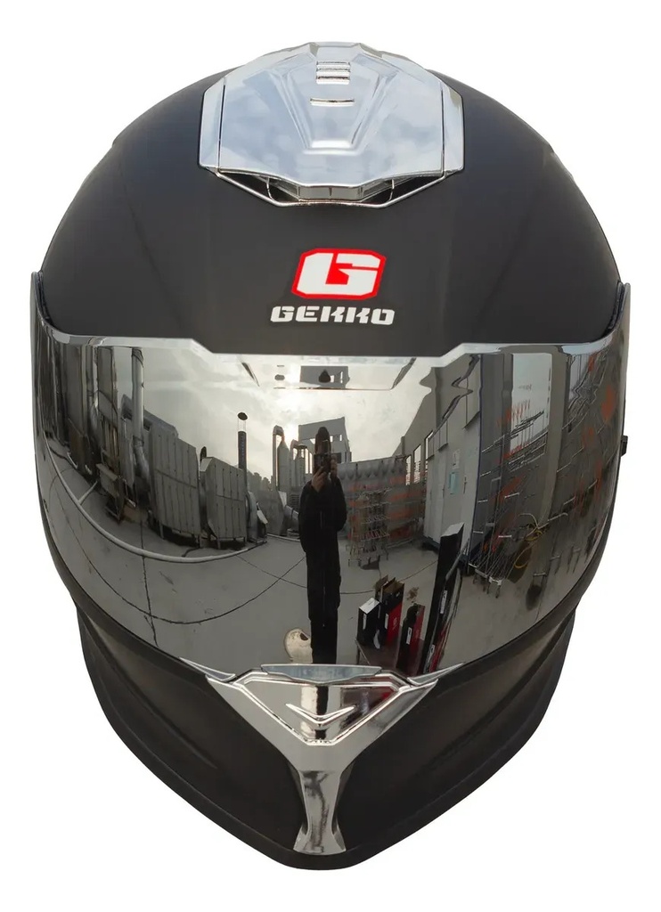 Casco Integral Gekko Spektor Doble Visor + Visor De Regalo Negro/plateado Matt Black Silver Mate Xl