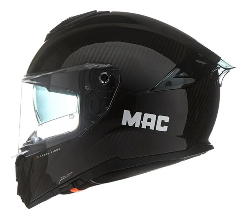 Casco Deportivo Integral Moto Mac 861 Alpha Carbono Rpm Negro Solid Brillante M