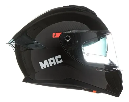 Casco Deportivo Integral Moto Mac 861 Alpha Carbono Rpm Negro Solid Brillante Xl