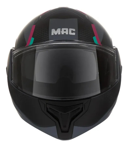 Casco Moto Rebatible Mac Ff628 Eclipse Doble Visor Rpm Negro/gris/rosa Vartell Mate M