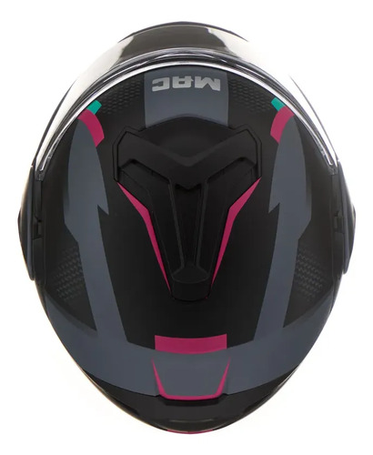 Casco Moto Rebatible Mac Ff628 Eclipse Doble Visor Rpm Negro/gris/rosa Vartell Mate M