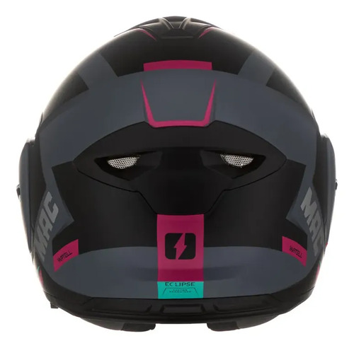 Casco Moto Rebatible Mac Ff628 Eclipse Doble Visor Rpm Negro/gris/rosa Vartell Mate M