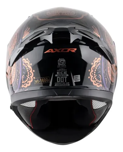 Casco Moto Integral Axor Apex Doble Visor Rpm Negro/dorado Trace Brillante Xl