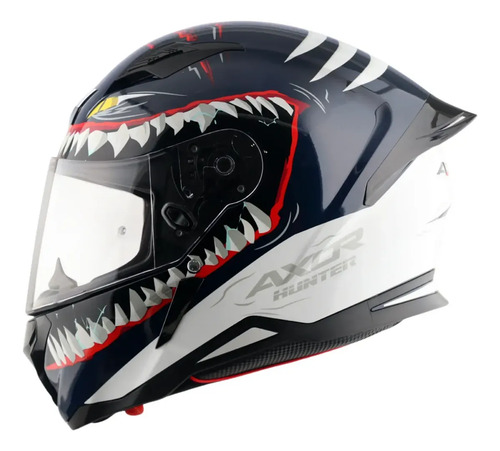 Casco Moto Integral Axor Hunter Aleron Rpm Azul/blanco Shark Brillante L