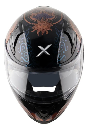 Casco Moto Integral Axor Apex Doble Visor Rpm Negro/dorado Trace Brillante L