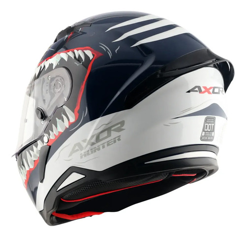 Casco Moto Integral Axor Hunter Aleron Rpm Azul/blanco Shark Brillante Xl