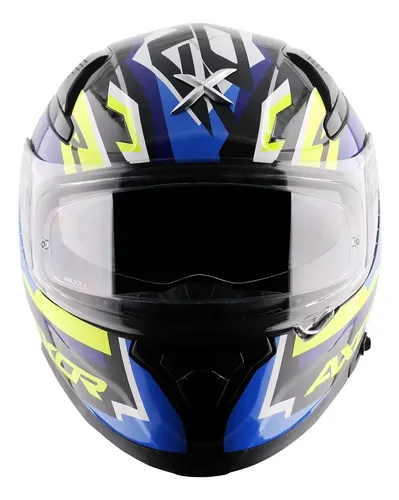 Casco Moto Integral Axor Apex Doble Visor Rpm Negro/azul Streak Brillante L