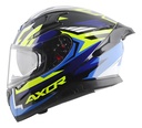 Casco Moto Integral Axor Apex Doble Visor Rpm Negro/azul Streak Brillante Xl