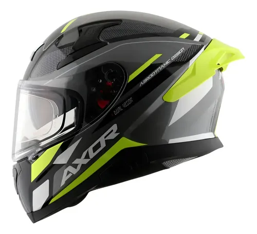 Casco Moto Integral Axor Apex Doble Visor Rpm Negro/amarillo Turbine Mate L