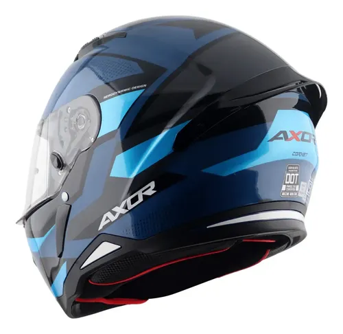 Casco Moto Integral Axor Hunter Aleron Rpm Negro/azul Cornet Brillante L