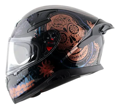 Casco Moto Integral Axor Apex Doble Visor Rpm Negro/dorado Trace Brillante M