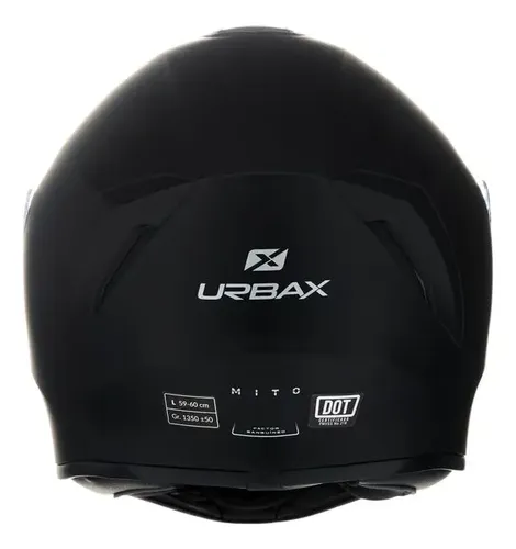 Casco Moto Integral Urbax Ff018 Mito Rpm Negro Solid Mate M