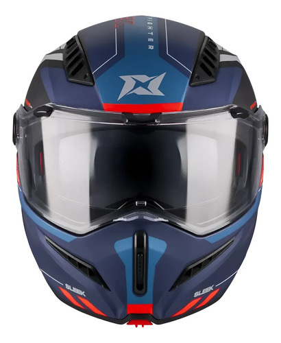 Casco Moto Rebatible Axxis Ghostfighter Doble Visor Rpm Azul/gris Sleek B7 Brillante S