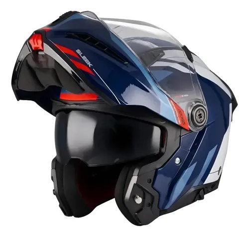 Casco Moto Rebatible Axxis Ghostfighter Doble Visor Rpm Azul/gris Sleek B7 Brillante Xxl