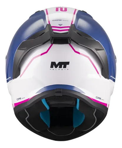 Casco Moto Integral Mt Stinger 2 Con Spoiler Rpm Blanco/azul/rosa Core A8 Brillante Xs