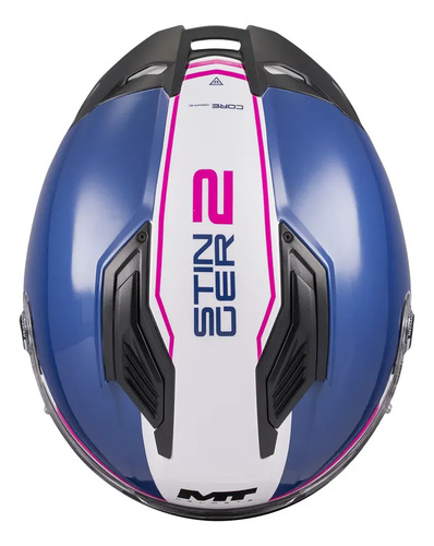 Casco Moto Integral Mt Stinger 2 Con Spoiler Rpm Blanco/azul/rosa Core A8 Brillante Xs