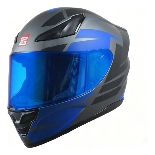 Casco Moto Integral Gp23 Raptor + Visor Transparente Rpm Azul Ws-609 Mate S