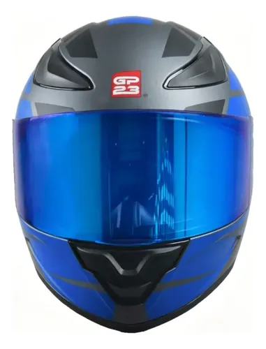 Casco Moto Integral Gp23 Raptor + Visor Transparente Rpm Azul Ws-609 Mate Xxl