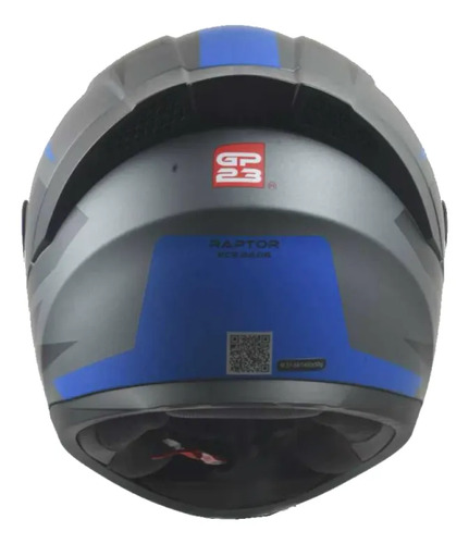 Casco Moto Integral Gp23 Raptor + Visor Transparente Rpm Azul Ws-609 Mate Xxl