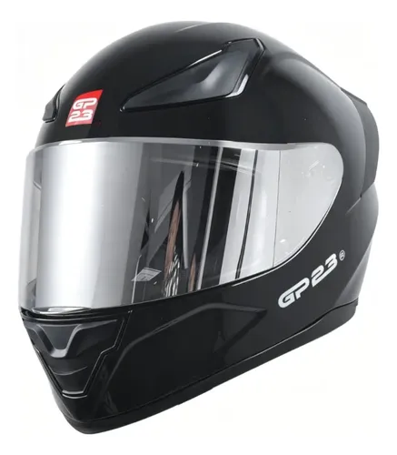 Casco Moto Integral Gp23 Raptor + Visor Transparente Rpm Negro Ws-609 Brillante S