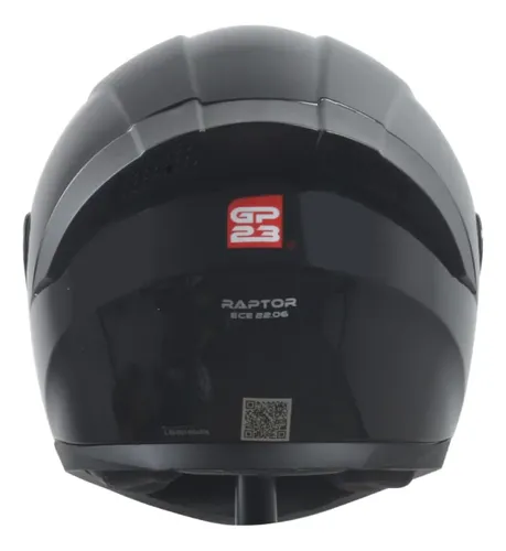 Casco Moto Integral Gp23 Raptor + Visor Transparente Rpm Negro Ws-609 Brillante S