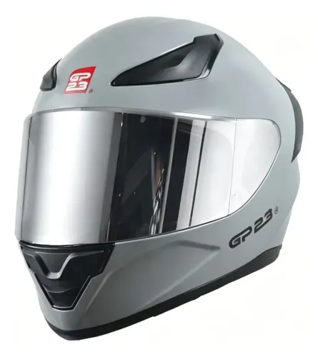 Casco Moto Integral Gp23 Raptor + Visor Transparente Rpm Gris Ws-609 Brillante Xl