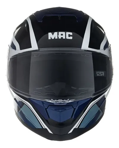 Casco Moto Integral Mac Ff956 Ozono + Visor Oscuro Rpm Blanco/negro/azul Vendetta Brillante M