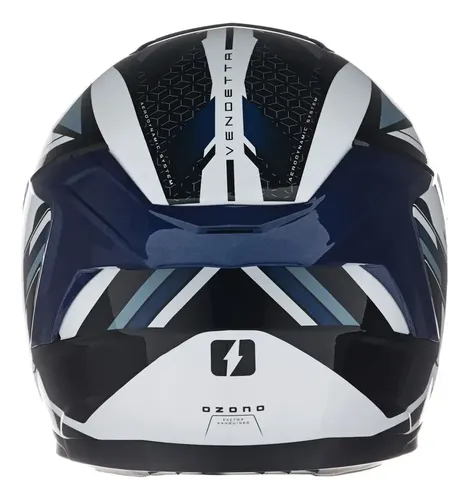 Casco Moto Integral Mac Ff956 Ozono + Visor Oscuro Rpm Blanco/negro/azul Vendetta Brillante Xxl